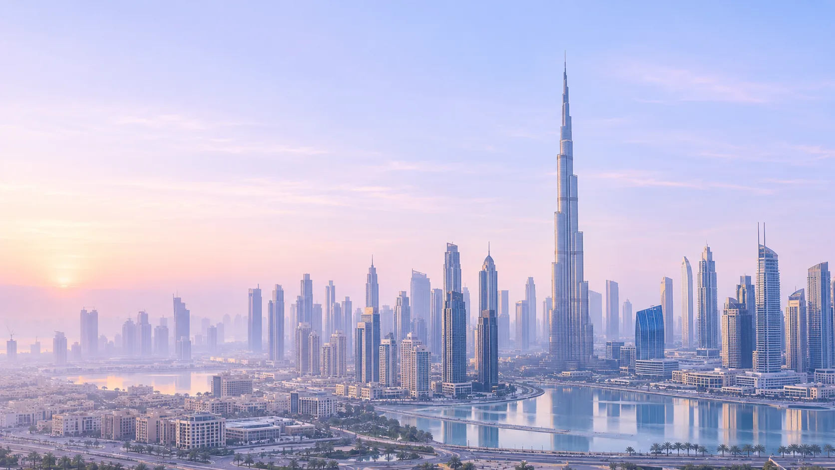 Dubai skyline in soft morning light