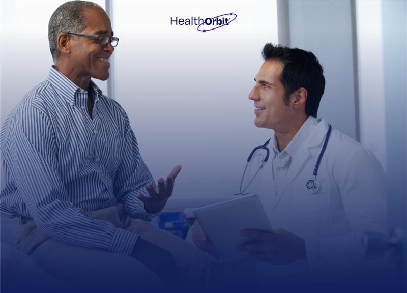 Doctor using Ambient Dictation Technology while engaging with a patient during consultation