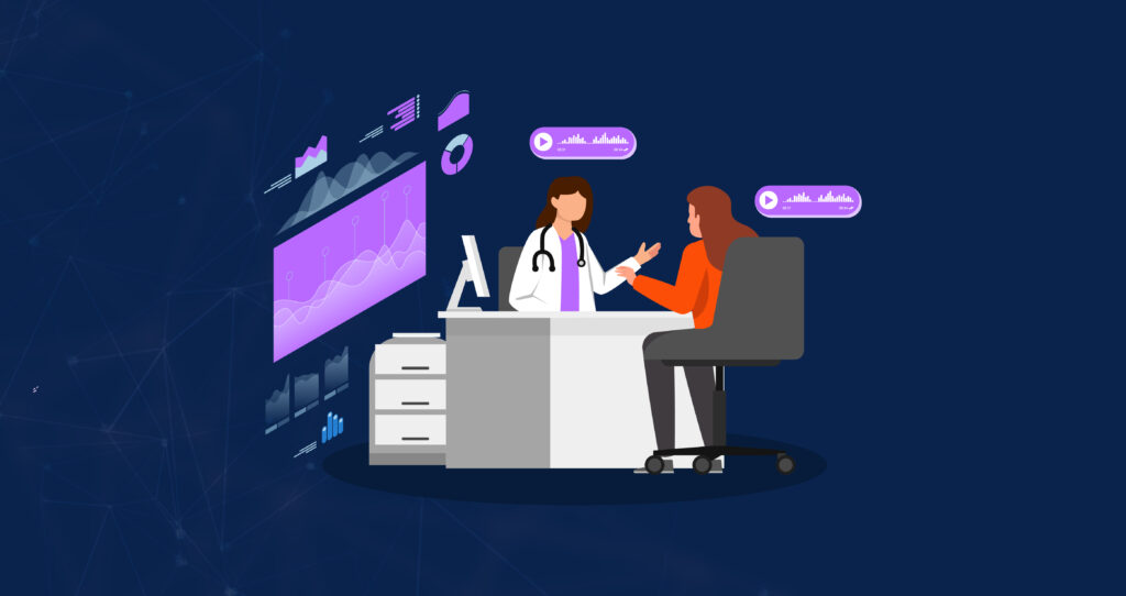 Ambient listening in healthcare using AI to capture doctor–patient conversations and draft structured clinical notes.