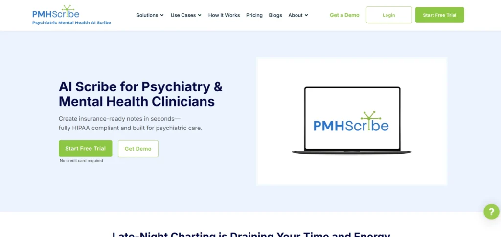 PMHScribe psychiatric AI scribe interface