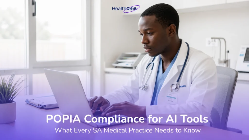 Doctor reviewing patient data on a laptop in a modern medical practice